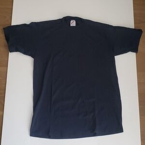 Vintage Jerzees T Shirt Mens Large Navy Blue Cotton Poly Blend Made in USA Blank